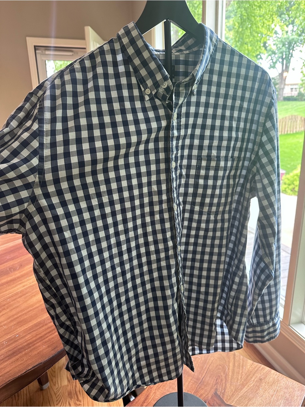 J. Crew Navy and White Gingham Button-Down Shirt